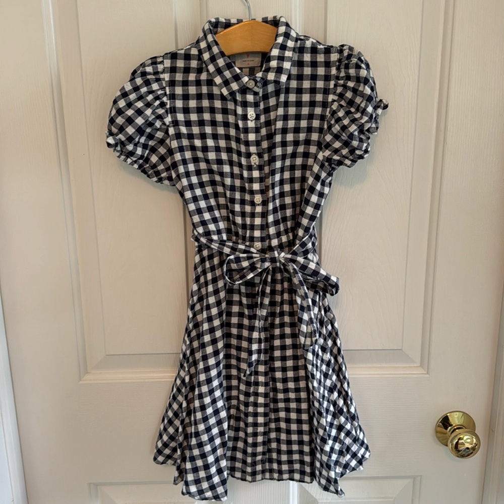 Gingham navy dress